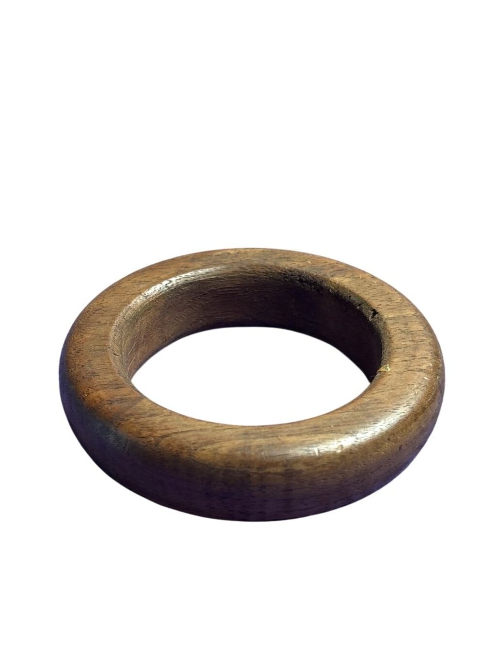 Vintage Chunky Round Wooden Bangle Bracelet Statement 7.75 inches
